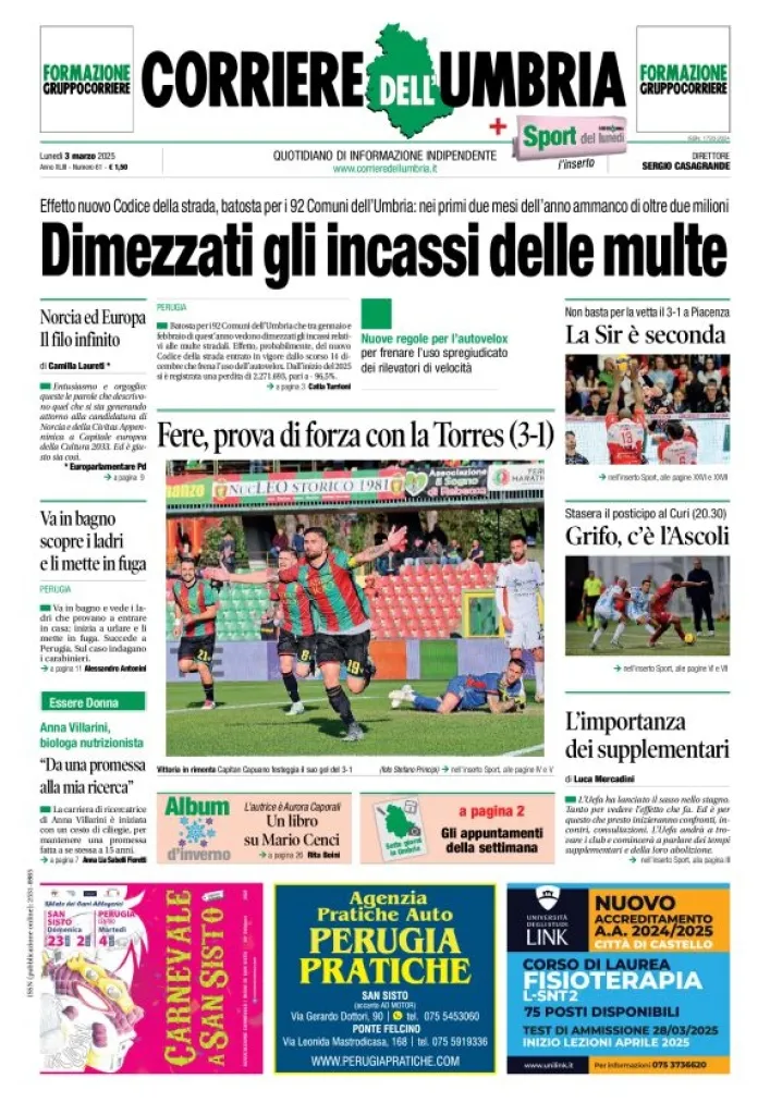 Prima-pagina-corriere umbria-del-2025-03-03